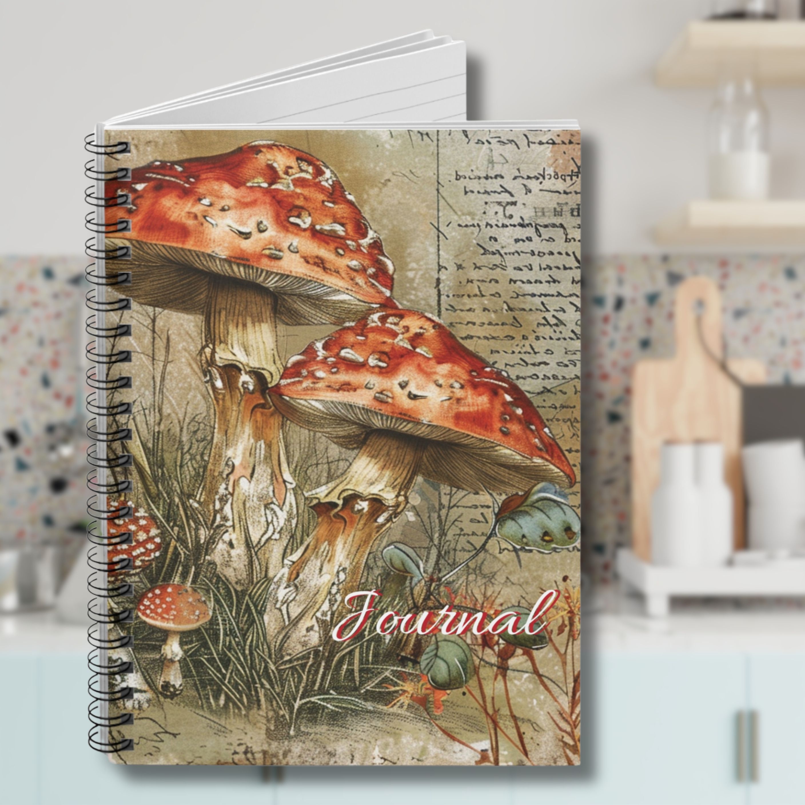 Journal Notebook Botanical Mushroom, Red