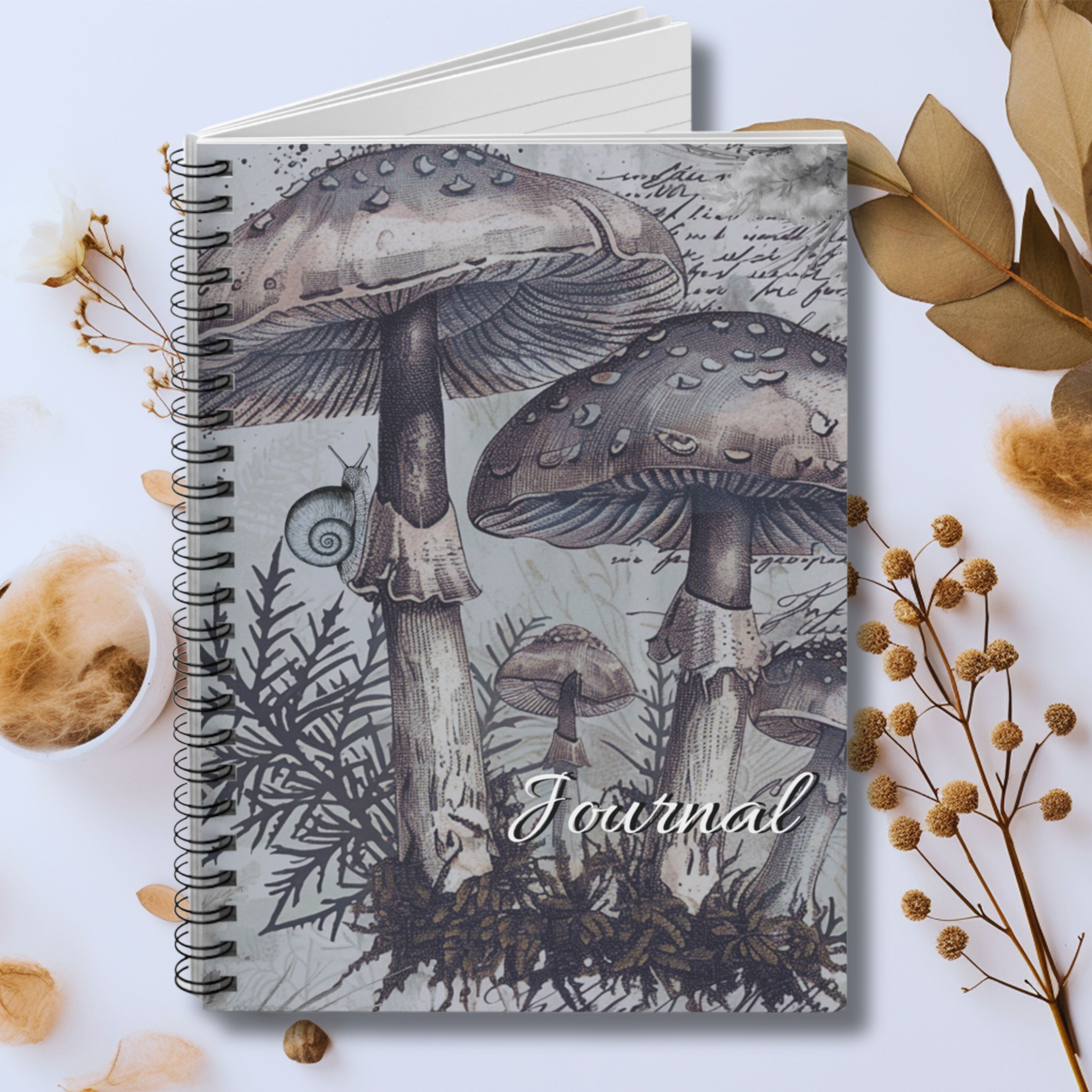 Journal Notebook Botanical Mushroom, Blue