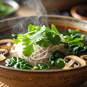 Rice Noodle Soup with Mushrooms